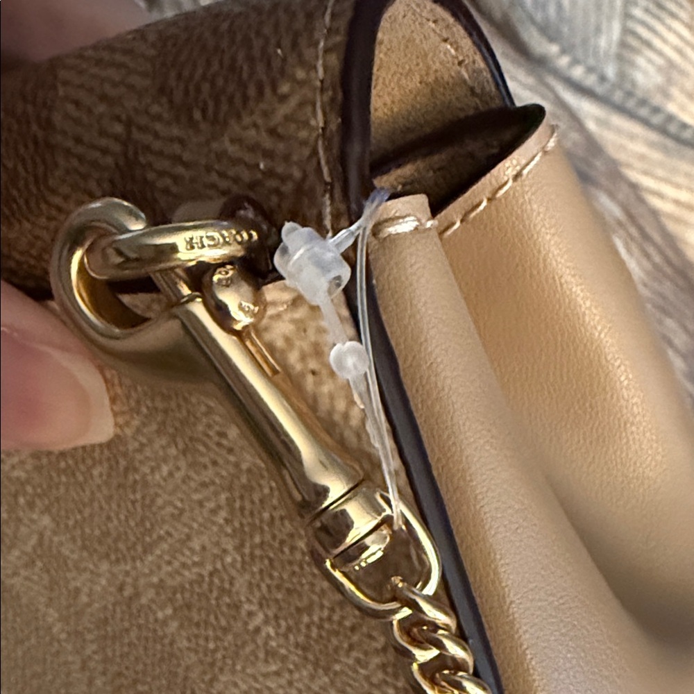 Coach Mini Cross Body Bag in Brown and Cream with Gold Chain - Picture 5 of 10